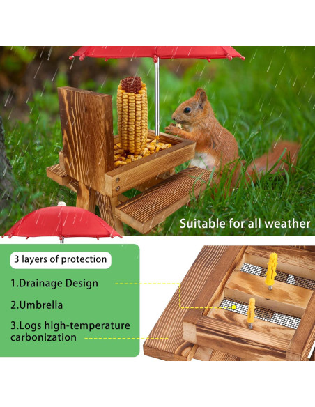 Comedero para Ardillas MIXXIDEA con Paraguas y Mesa de Picnic
