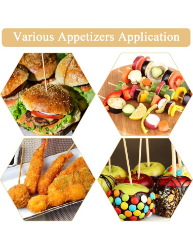 100 Palillos de Bambú 15 cm para Caramelos y Asados Matwsec