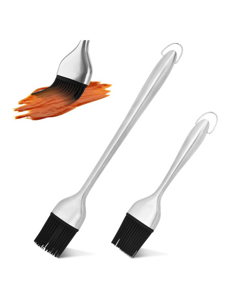 Brocha de Basting INVODA 2 Piezas Acero Inoxidable Silicona