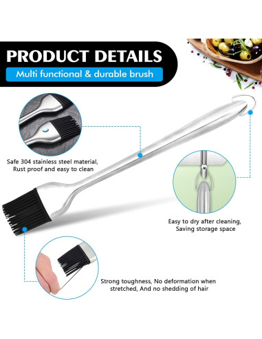 Brocha de Basting INVODA 2 Piezas Acero Inoxidable Silicona