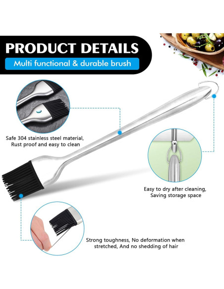 Brocha de Basting INVODA 2 Piezas Acero Inoxidable Silicona