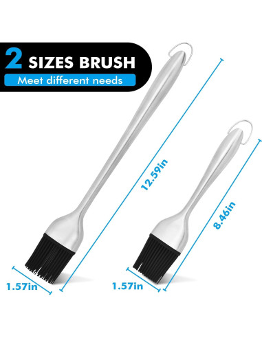 Brocha de Basting INVODA 2 Piezas Acero Inoxidable Silicona