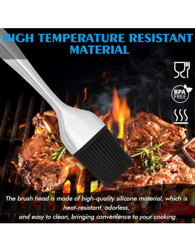 Brocha de Basting INVODA 2 Piezas Acero Inoxidable Silicona