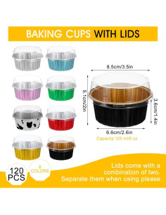 120 Moldes de Hornear de Aluminio 150 ml Wutfuooo - 8 Colores 2