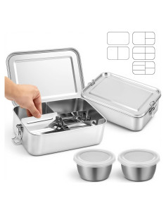Caja Bento Acero Inoxidable Widecook 2400 ml 2 Pcs con Divisores