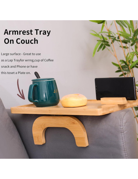 Bandeja Plegable para Brazo de Sofá FDHUIJIA - Bambú Natural