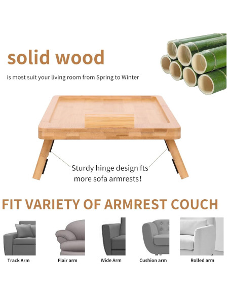 Bandeja Plegable para Brazo de Sofá FDHUIJIA - Bambú Natural