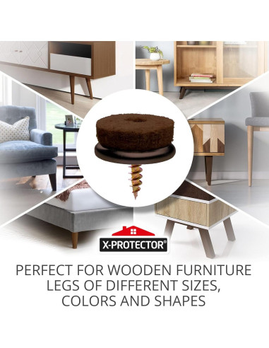 Protectores de Muebles de Fieltro Atornillables X-Protector 24 PCS