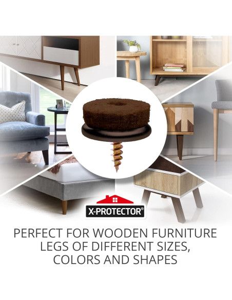 Protectores de Muebles de Fieltro Atornillables X-Protector 24 PCS