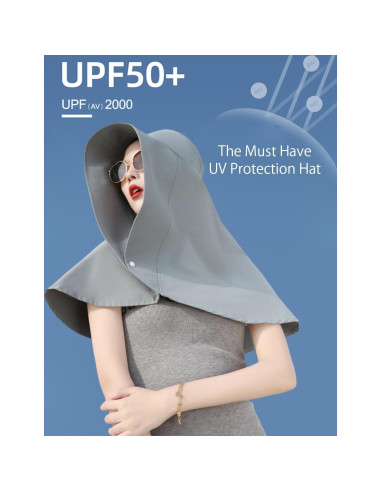 Sombrero de sol oversized Zhula para mujeres UPF50+ ajustable