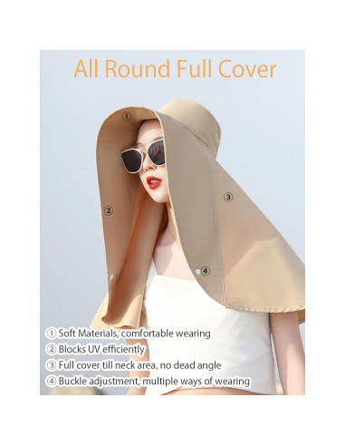 Sombrero de sol oversized Zhula para mujeres UPF50+ ajustable