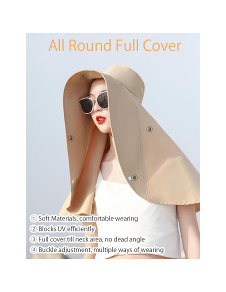 Sombrero de sol oversized Zhula para mujeres UPF50+ ajustable