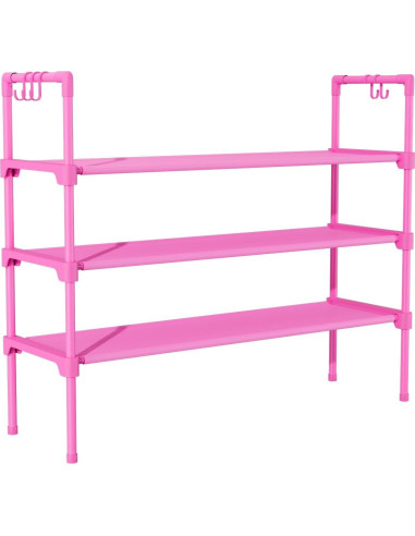 Estante para zapatos LANTEFUL 3 niveles rosa apilable