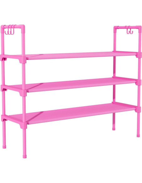 Estante para zapatos LANTEFUL 3 niveles rosa apilable
