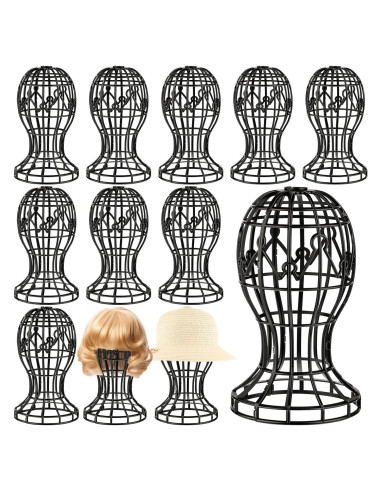 Paquete de 12 Soportes para Pelucas Otoolling - Plástico Negro 30x50.8cm