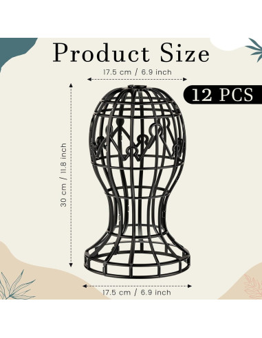 Paquete de 12 Soportes para Pelucas Otoolling - Plástico Negro 30x50.8cm