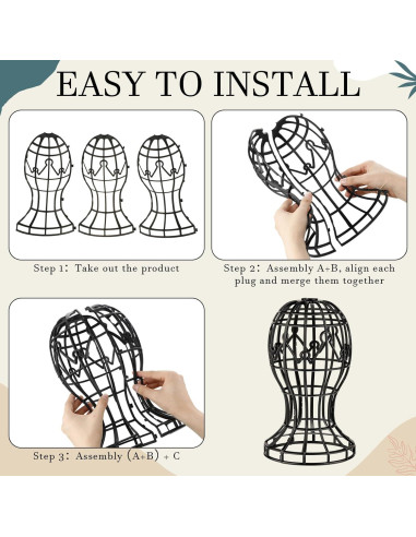 Paquete de 12 Soportes para Pelucas Otoolling - Plástico Negro 30x50.8cm