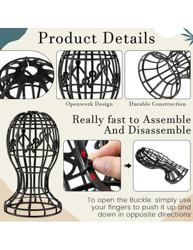 Paquete de 12 Soportes para Pelucas Otoolling - Plástico Negro 30x50.8cm