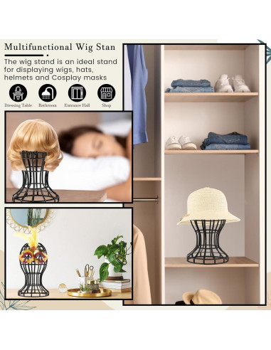 Paquete de 12 Soportes para Pelucas Otoolling - Plástico Negro 30x50.8cm