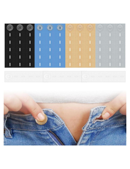 15 Extensores de Cintura Elásticos Ajustables para Pantalones