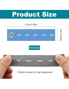 15 Extensores de Cintura Elásticos Ajustables para Pantalones 2