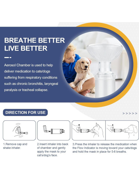 Espaciador de Inhalador para Mascotas Uwows con Máscara de Silicona