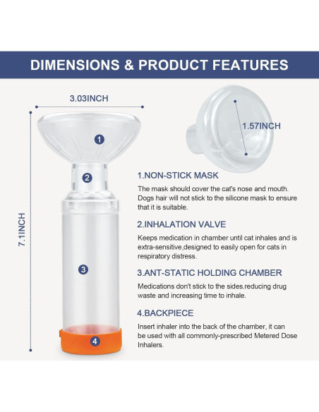 Espaciador de Inhalador para Mascotas Uwows con Máscara de Silicona