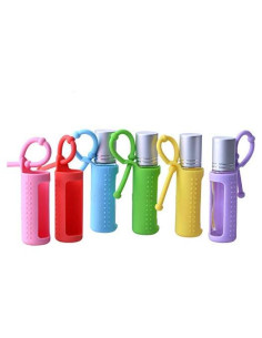 6 Fundas de Silicona para Botellas de Aceite Esencial Pinklife