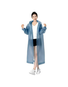 Poncho de Lluvia Desechable KoovDem - 3 Unidades, Azul, 146.8 cm