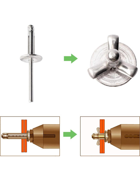 Remaches de Aluminio Tri-Fold 50pcs 4.76mm x 20.32mm Plata Remaches de Aluminio Tri-Fold 50pcs 4.76mm x 20.32mm Plata