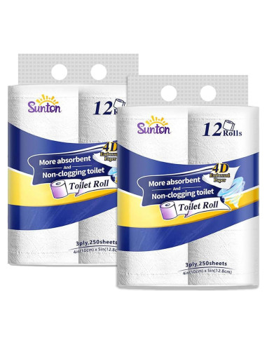Papel Higiénico Ultra Suave Sunton 3 Capas 24 Rollos Biodegradable