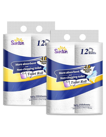 Papel Higiénico Ultra Suave Sunton 3 Capas 24 Rollos Biodegradable