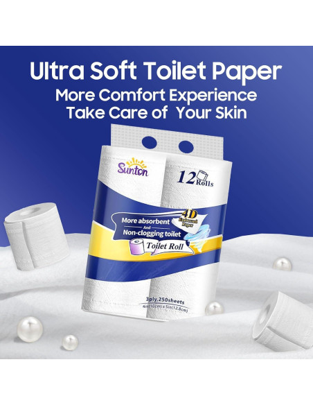 Papel Higiénico Ultra Suave Sunton 3 Capas 24 Rollos Biodegradable
