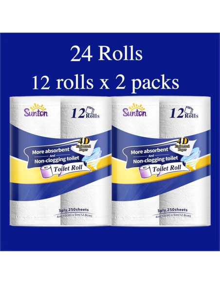 Papel Higiénico Ultra Suave Sunton 3 Capas 24 Rollos Biodegradable