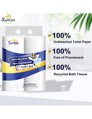 Papel Higiénico Ultra Suave Sunton 3 Capas 24 Rollos Biodegradable