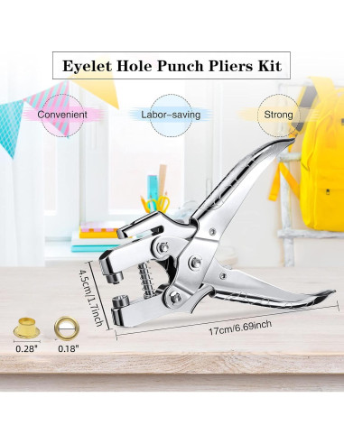 Kit de Alicates de Perforación de Ojetes SavgU2 con 100 Ojetes