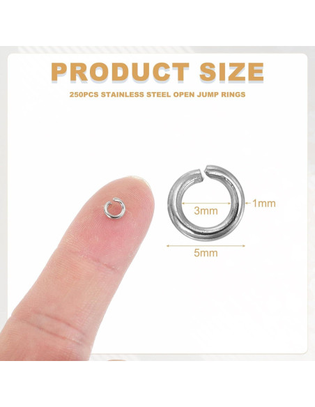 Anillas Abiertas de Acero Inoxidable uxcell 250pcs 5mm