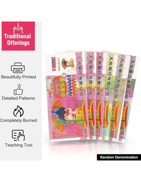 1000 Piezas de Papel Joss Chino Yanruyu para Ofrendas Ceremoniales