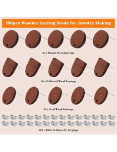 60 Studs de Pendientes de Madera Oubaka con 100 Respaldos DIY 2