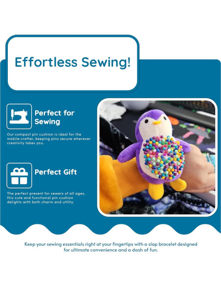 Almohadilla de Muñeca Pingüino Countables - Costura Práctica Púrpura