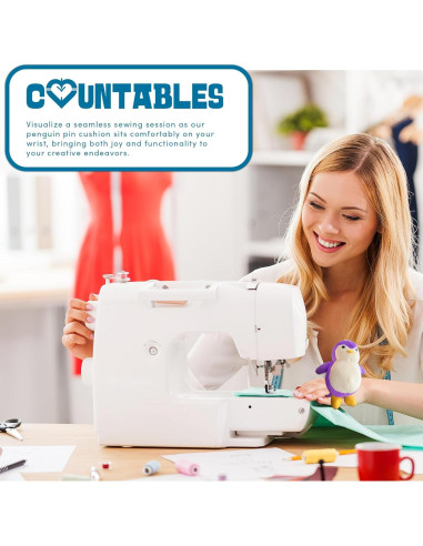 Almohadilla de Muñeca Pingüino Countables - Costura Práctica Púrpura