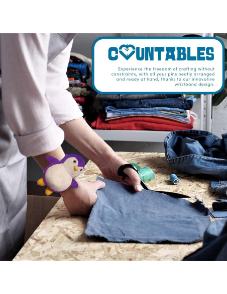 Almohadilla de Muñeca Pingüino Countables - Costura Práctica Púrpura