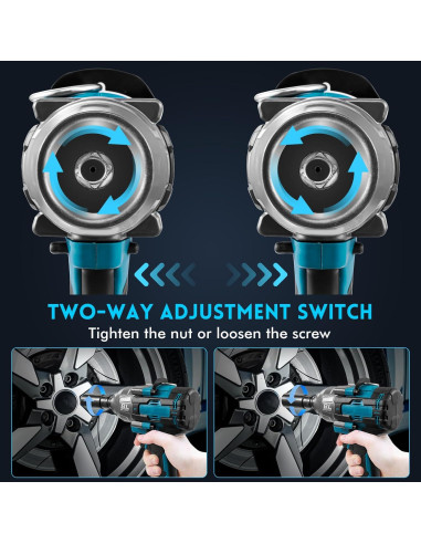 Llave de impacto inalámbrica 21V 1/2" 1000 N.m 3800RPM con 2 baterías