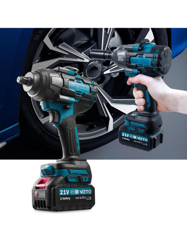 Llave de impacto inalámbrica 21V 1/2" 1000 N.m 3800RPM con 2 baterías