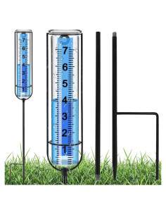 Pluviómetro 66 cm Apvok con Estaca de Metal para Jardín