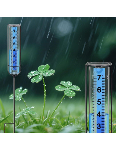 Pluviómetro 66 cm Apvok con Estaca de Metal para Jardín