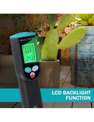 Medidor de Suelo Digital 2-en-1 Landtek EC y Temperatura