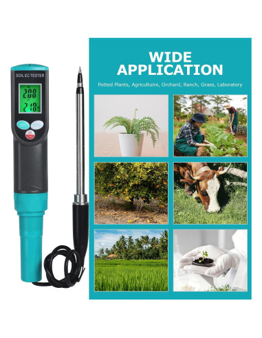 Medidor de Suelo Digital 2-en-1 Landtek EC y Temperatura