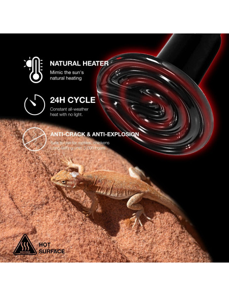 Emisor de Calor Cerámico 100W ReptiKing para Reptiles y Anfibios
