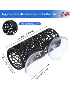 Hamaca y túnel para peces Betta LLOUSSAK - Negro 10x4.2 cm 2